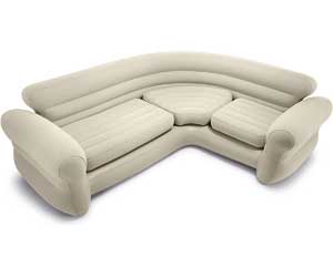 Tan Inflatable Sectional Sofa  Seats 4 People for Gaming, Movies Night, Extra Guests