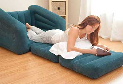 Intex Inflatable Chair Bed Turns into Twin Mattress for 1 Person